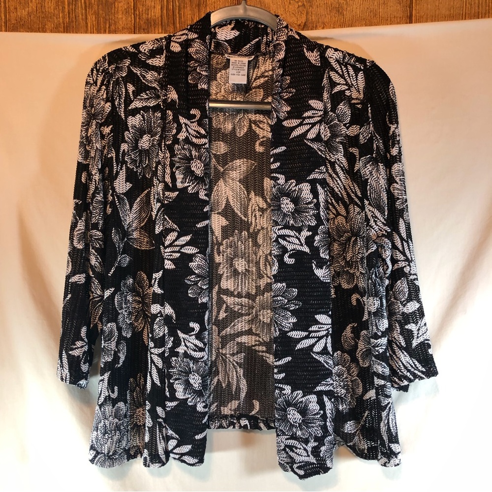Bon Worth Black/white floral open tunic XSP